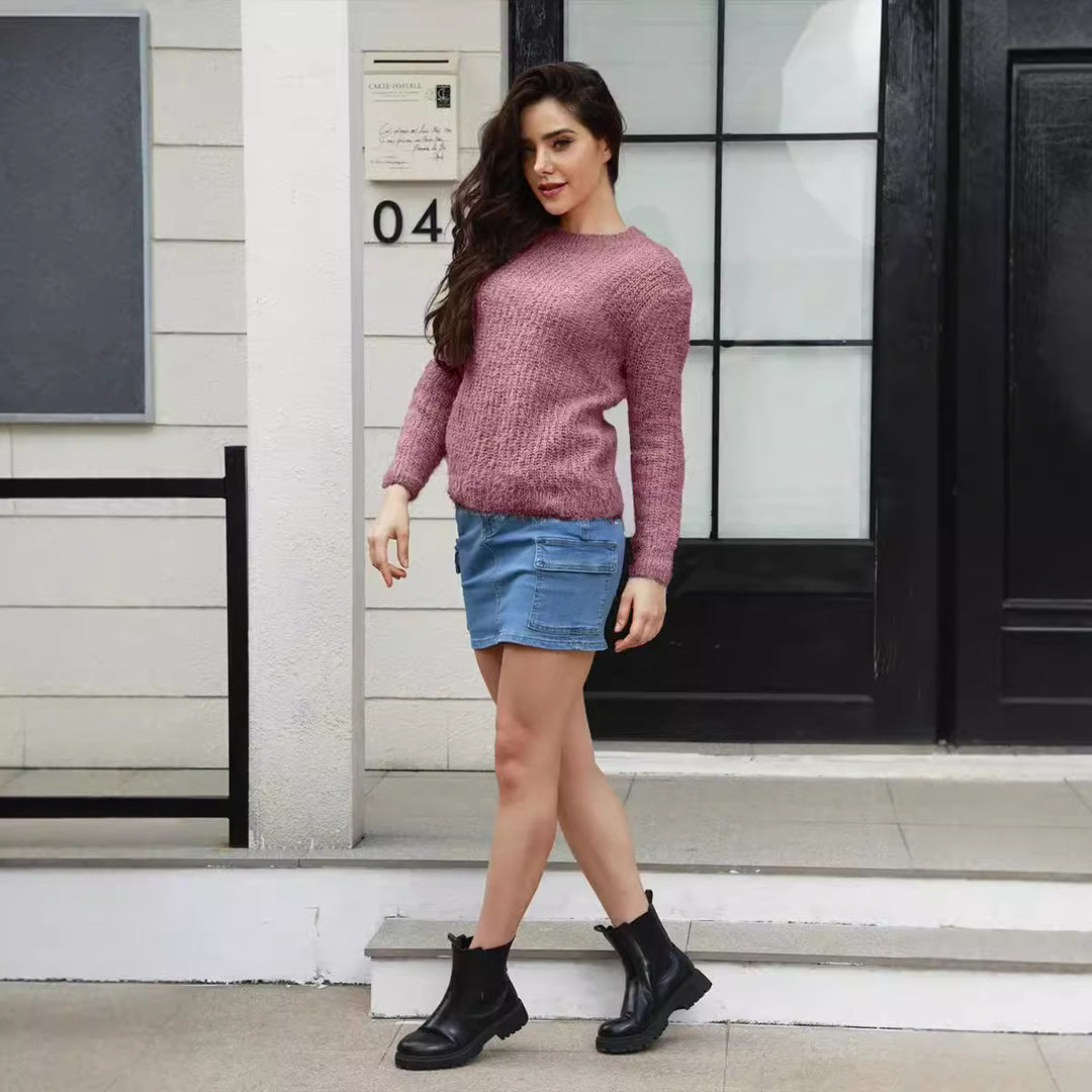 Damen kuscheliger Strickpullover mit modernem Schnitt Drune
