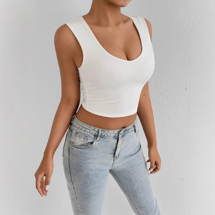 Damen figurbetontes Crop-Top mit tiefem V-Ausschnitt Drune