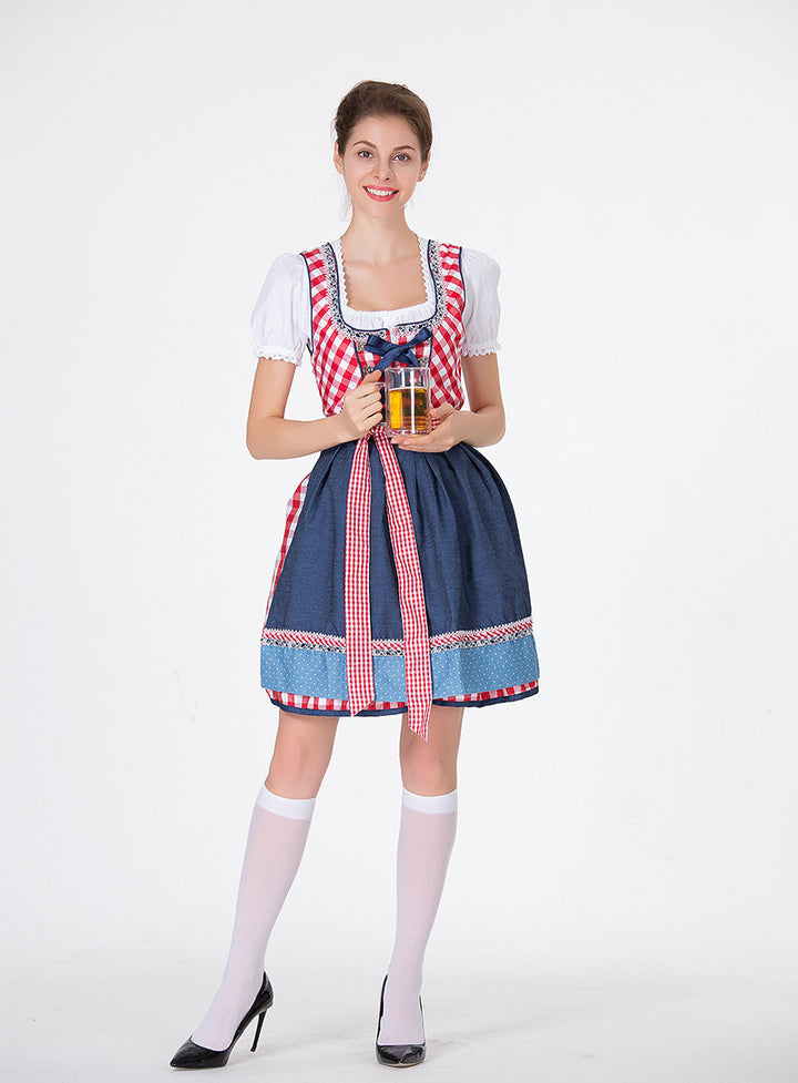 Damen nan traditionelles Dirndl mit Schnürcorsage, knielangem Tellerrock und Schürze Drune