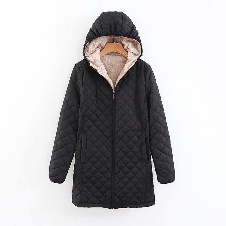 Damen gesteppte Winterjacke mit gefütterter Kapuze Drune
