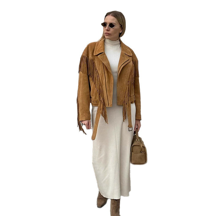 Damen Wildleder-Fransenjacke Drune