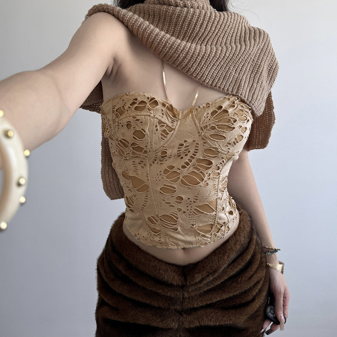 Damen figurbetontes Bustier-Top mit beeindruckenden Cut-Outs Drune