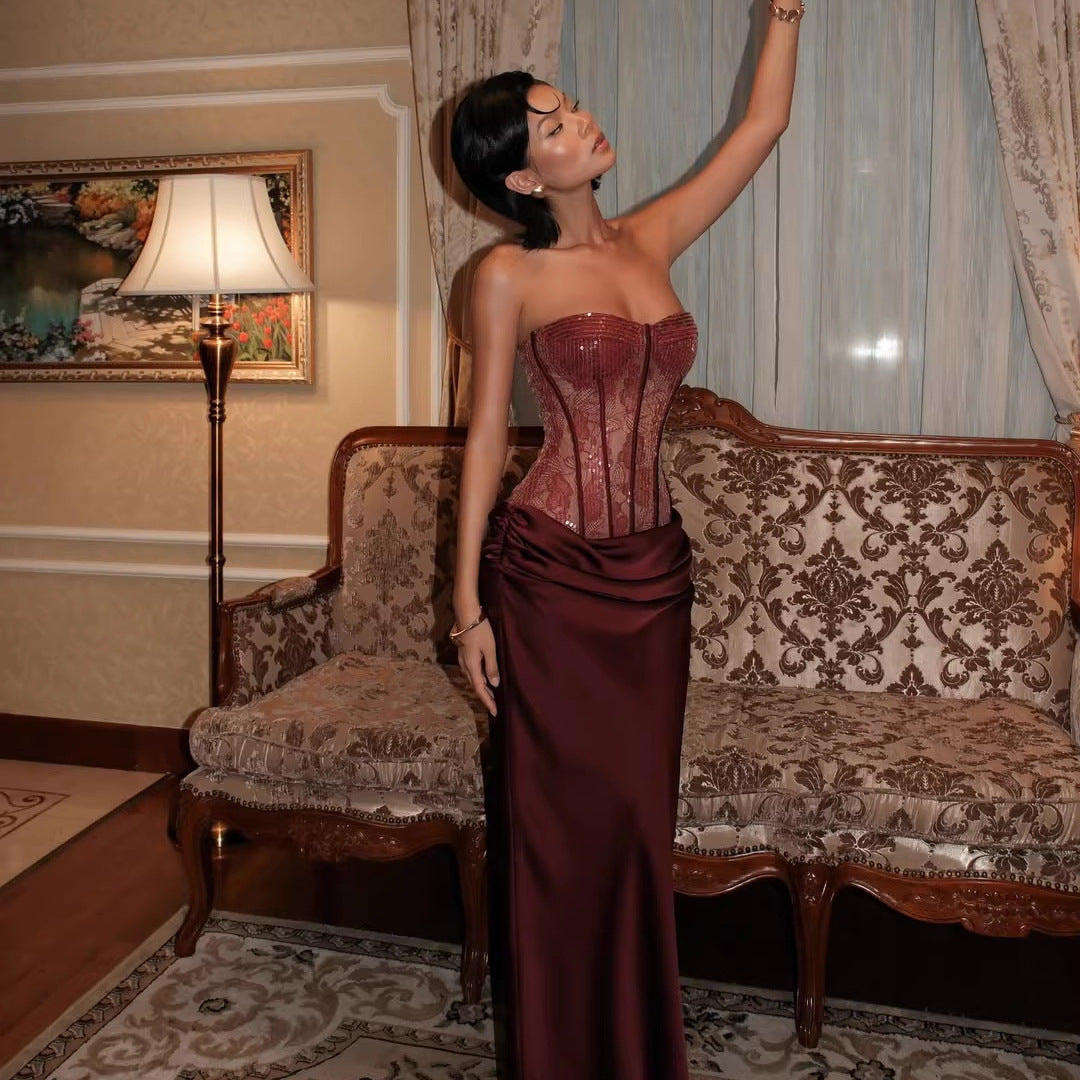 Damen Korsettkleid mit elegantem, fließendem Rock Drune