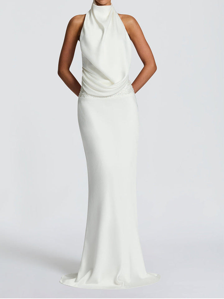 Damen Elegantes Hochzeitskleid mit schimmerndem Taillenband Drune