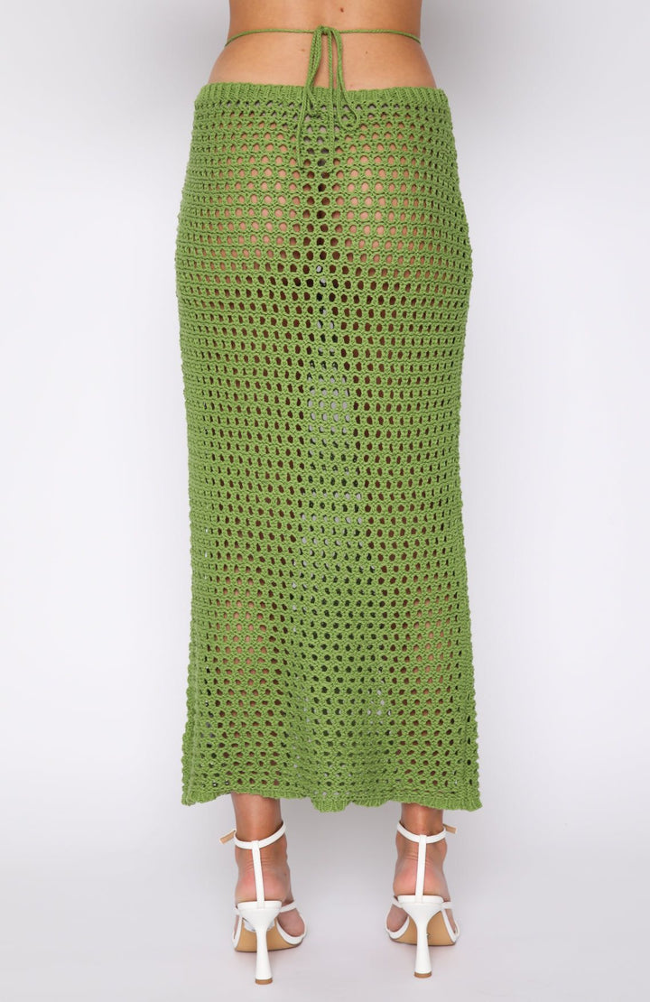 Damen gehäkeltes Crop-Top und Maxirock-Set mit seitlichen Schlitzen und Binde-Details Drune