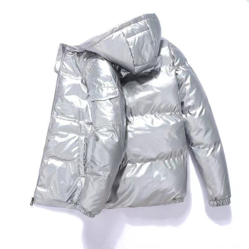 Herren nan glänzende Steppjacke mit Kapuze, wattierter Thermofütterung und wasserabweisender Lackoptik Drune