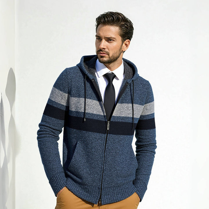Herren Strickjacke mit modernem Kordelzug und stilvollem Muster Drune