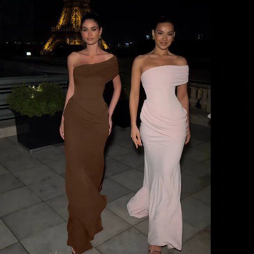 Damen Elegantes Wickelkleid mit asymmetrischem Oberteil und figurbetonendem Saum Drune