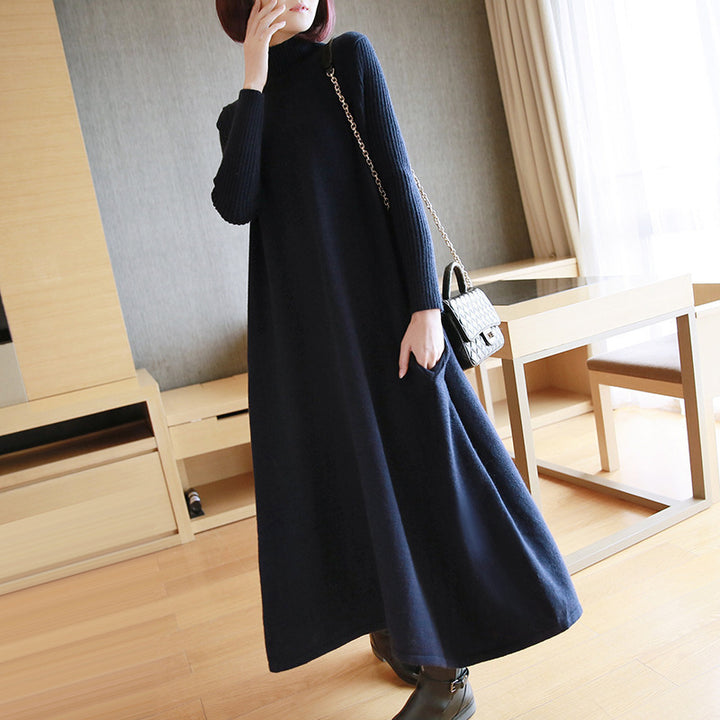 Damen Strickkleid mit elegantem Rollkragen und angesagtem A-Linien-Schnitt Drune