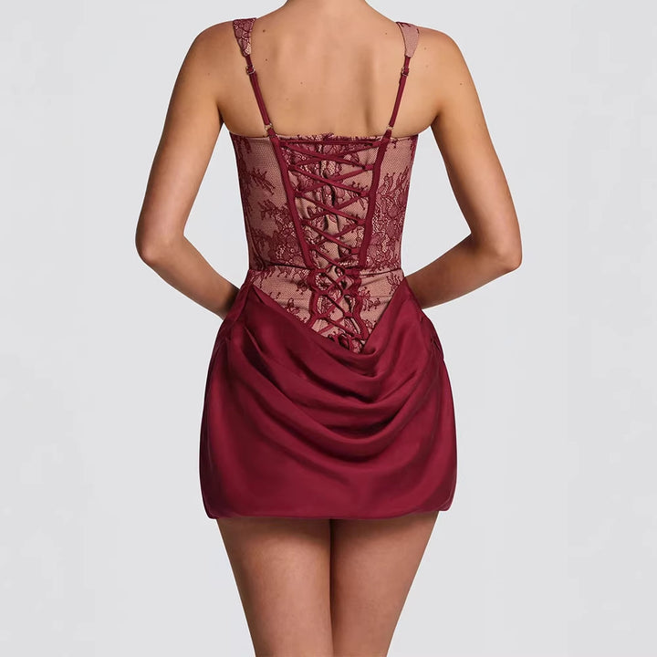Damen Spitzenbody mit figurbetonter Minirock Drune