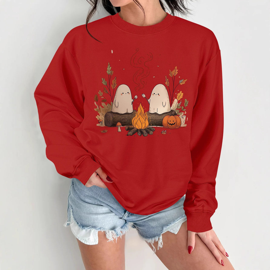 Damen Sweatshirt mit verspieltem Gruselmotiv und bequemer Passform Drune