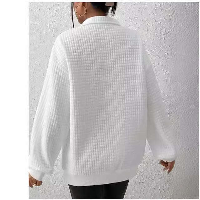 Damen Hoodie mit halb hohem Kragen und strukturiertem Stoff Drune