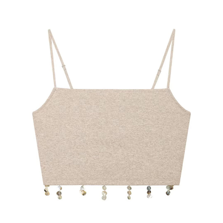 Damen Crop-Top mit funkelnden Pailletten und schmalen Trägern Drune