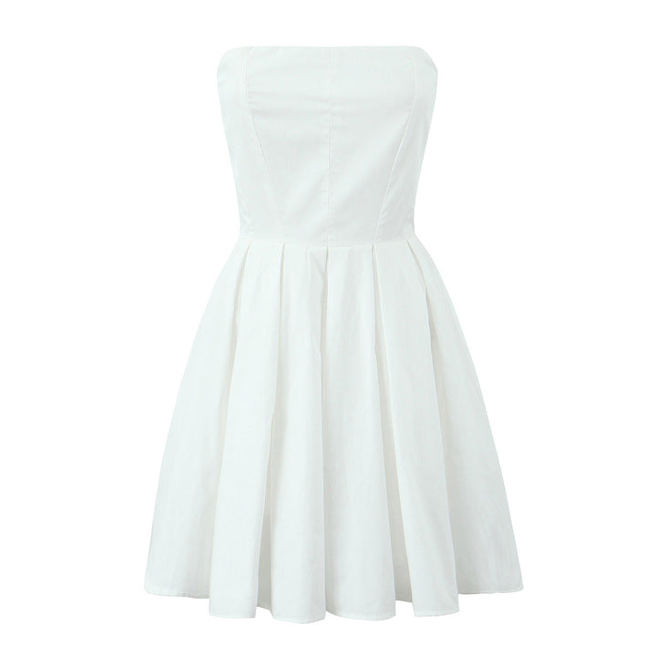 Damen Baumwoll-Wickelkleid mit schulterfreiem Design Drune