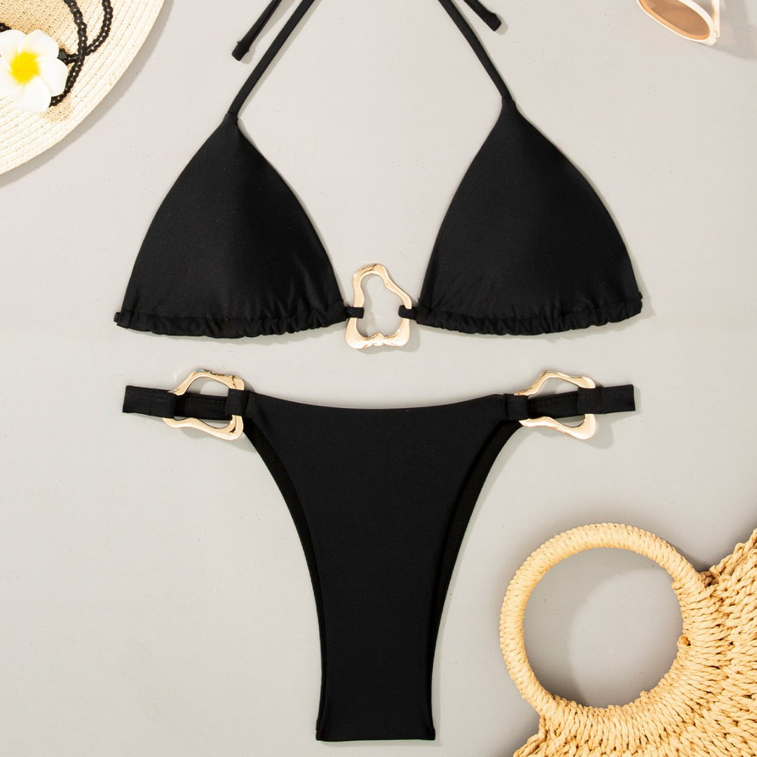 Damen Triangel-Bikini mit verstellbarem Halter und elegantem Schnallen-Detail Drune