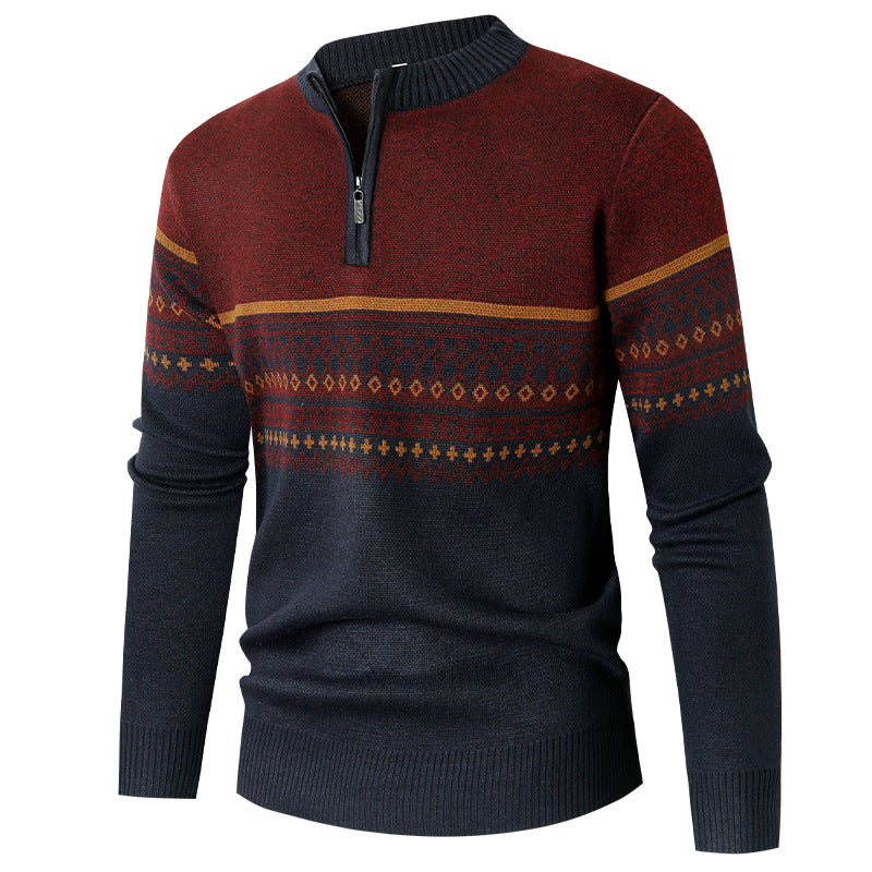 Herren Pullover mit modernem Reißverschluss und geometrischem Muster Drune