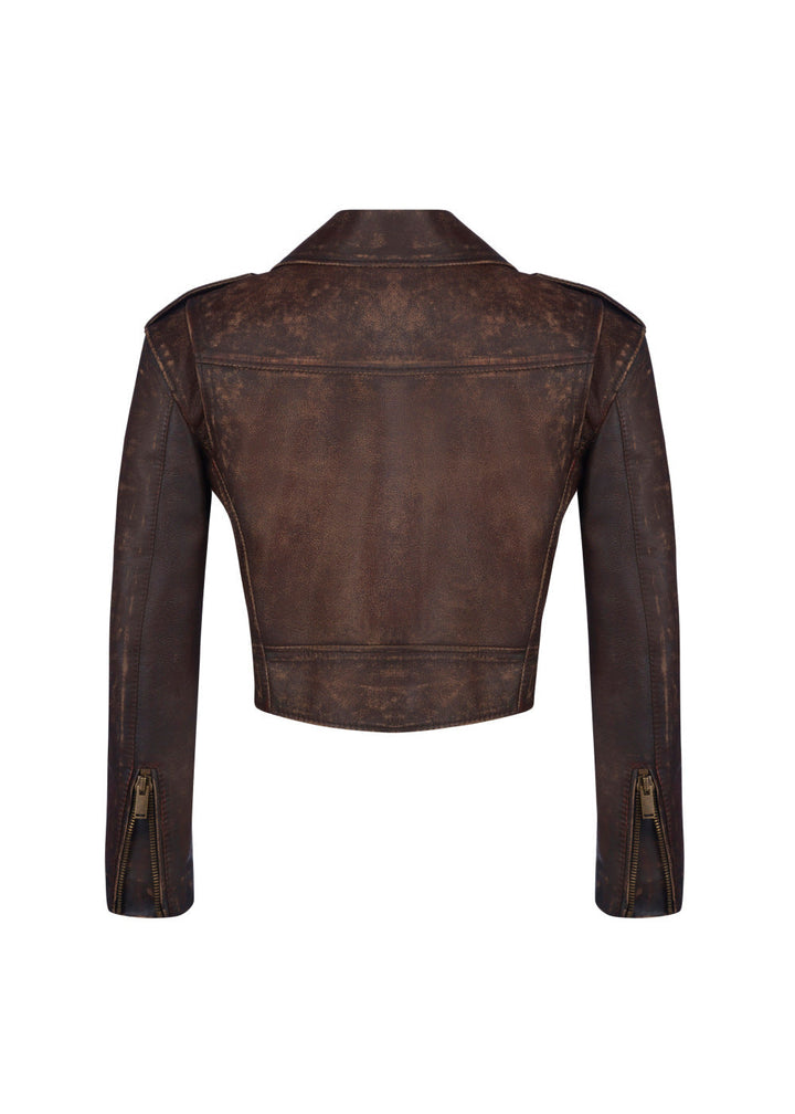 Drune | Leder Gekürzte Bikerjacke