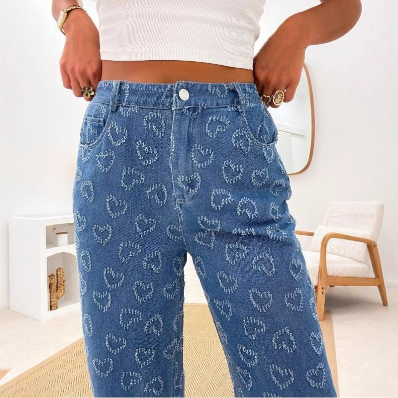 Damen Jeanshose mit floralem Musterdruck Drune