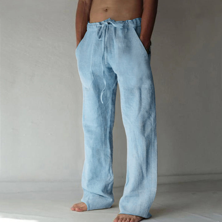 Herren nan lockere Leinenhose mit weitem Bein und Kordelzugbund Drune