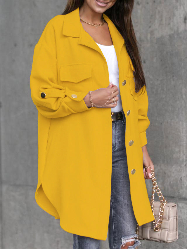 Damen Oversized Hemdjacke mit praktischen Taschen und modischem Schnitt Drune