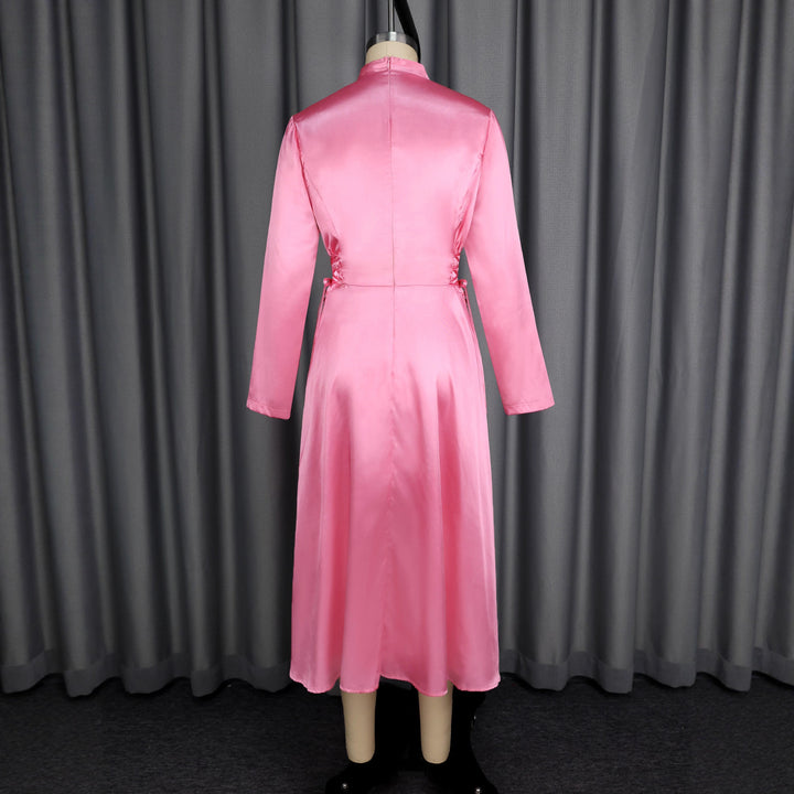 Damen Elegantes Midikleid mit Raffinierter Schleifenbindung Drune