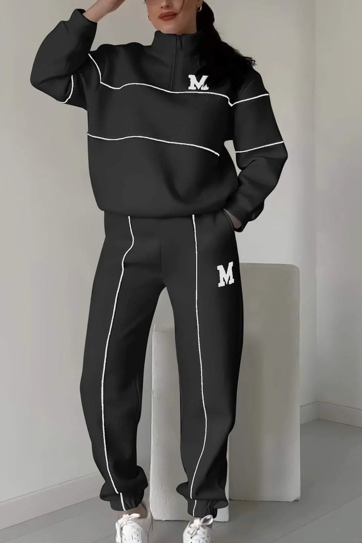 Damen sportliches Fleece-Anzugset mit Stehkragen und praktischen Taschen Drune