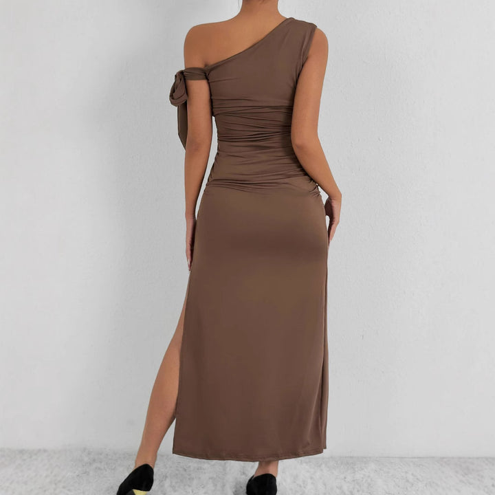 Damen Elegantes Wickelkleid mit asymmetrischem Schnitt und schickem Rüschendetail Drune
