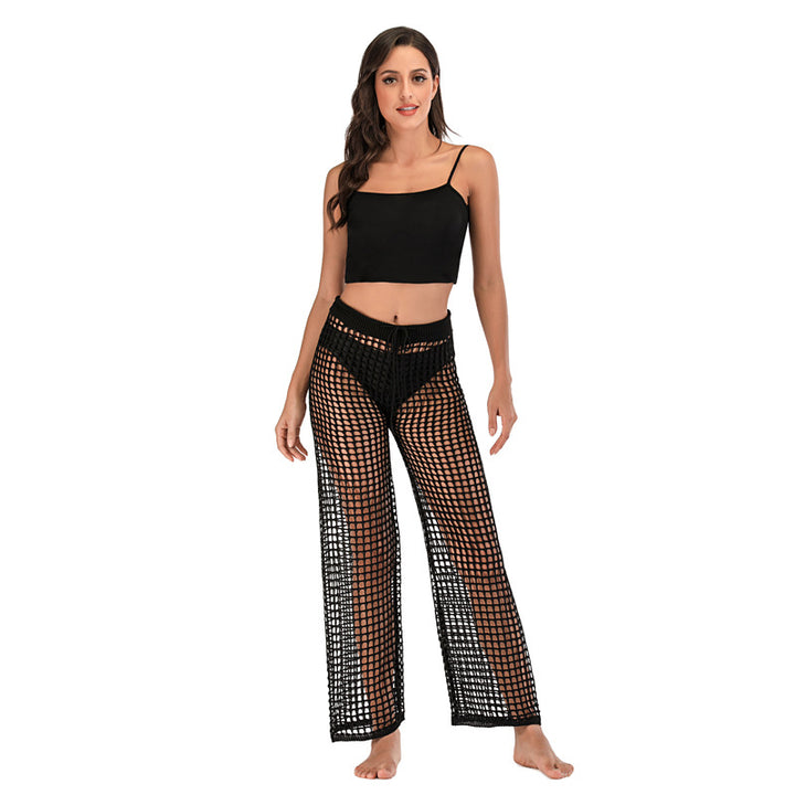 Damen Häkel Strandhose mit hoher Taille und weitem Schnitt Drune