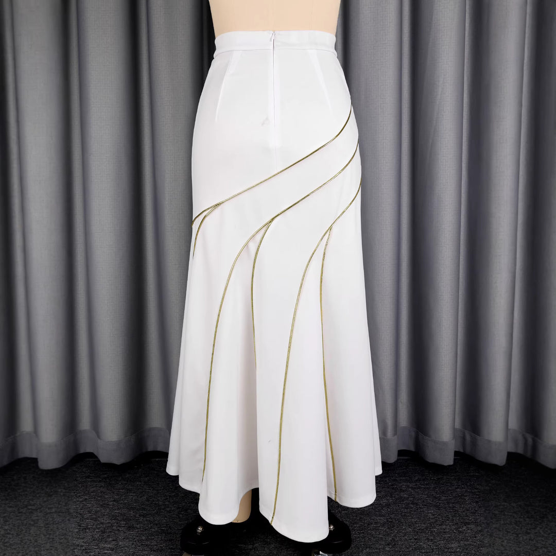 Damen eleganter Rock mit geschwungenen Ziernähten Drune