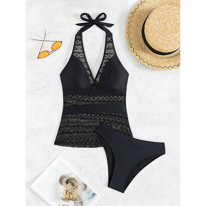Damen Eleganter Badeanzug mit verziertem Spitzen-Überwurf Drune