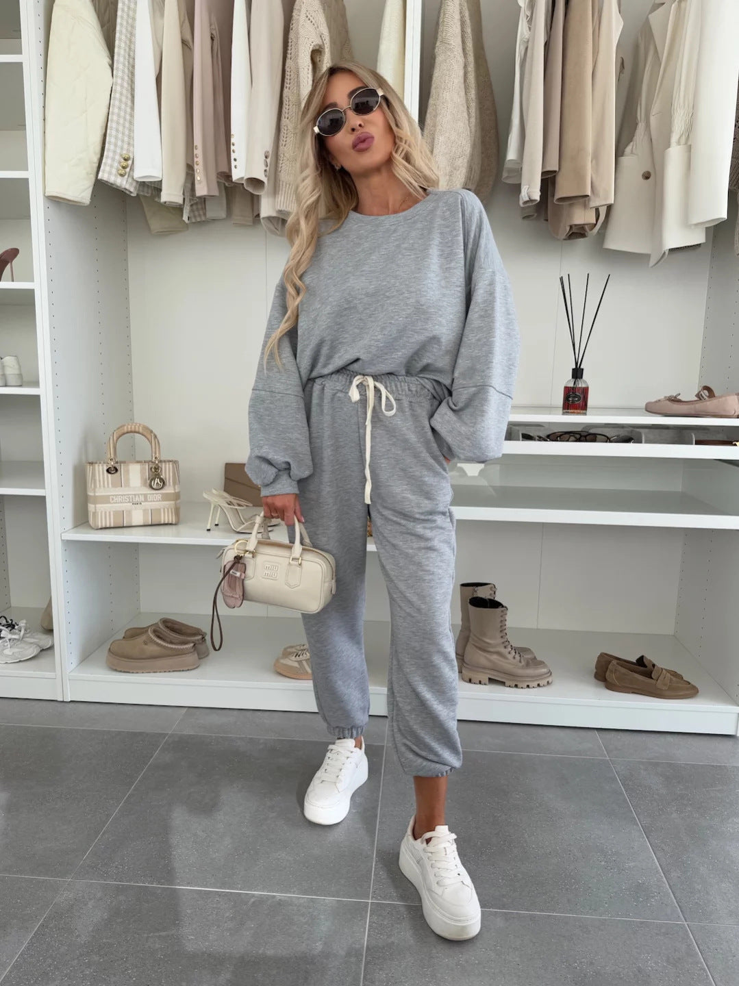 Damen bequeme Sweatshirt-Hosen-Kombination Drune