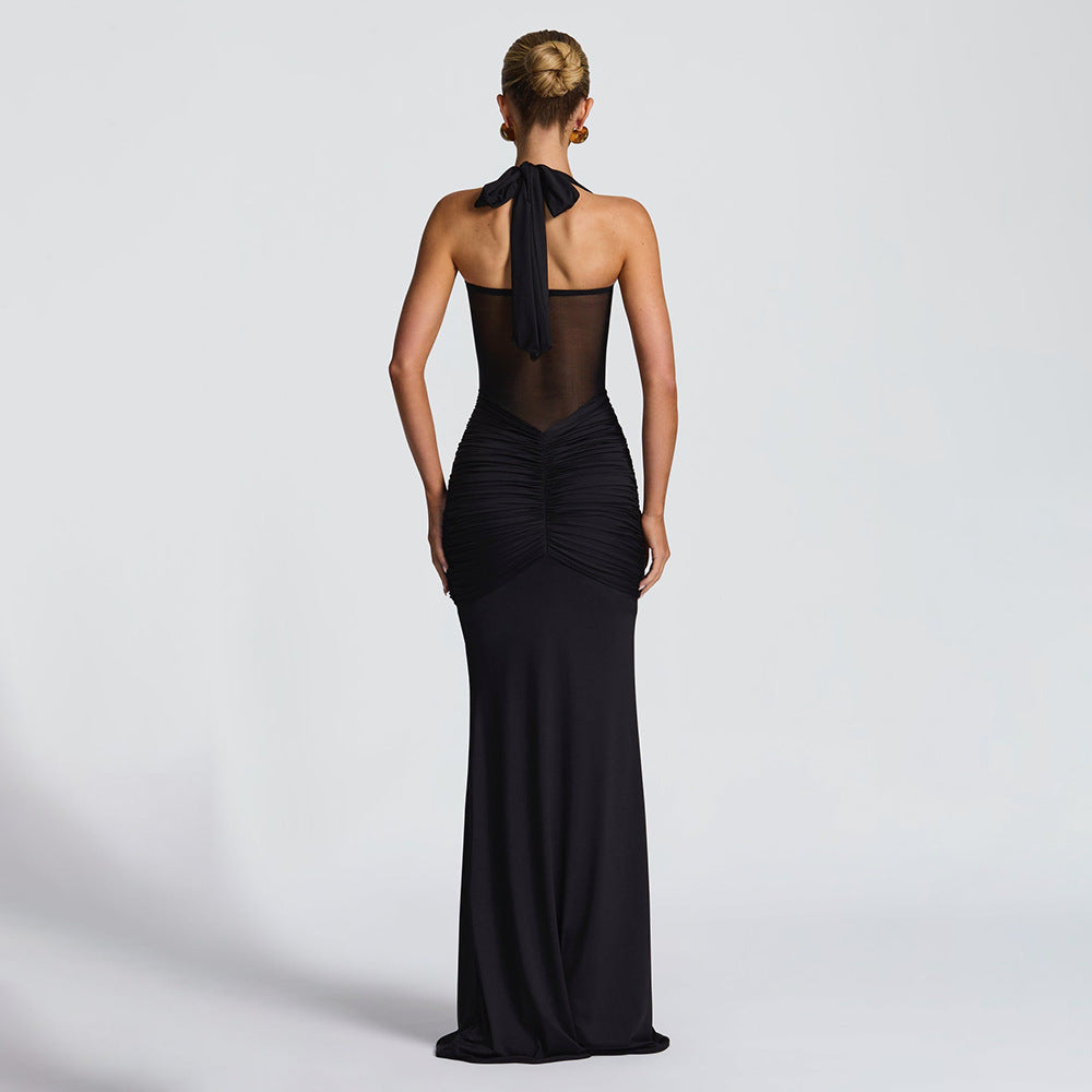 Damen Elegantes Maxikleid mit raffinierten Drapierungen Drune
