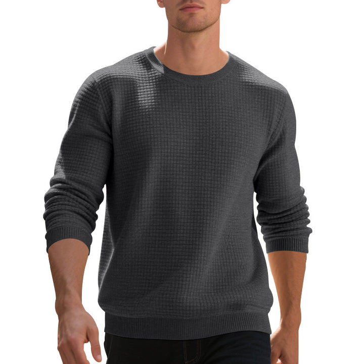 Herren warmer Pullover mit strukturiertem Gewebe und Rundhalsausschnitt Drune