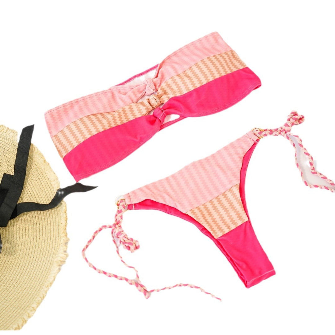 Damen Bandeau-Bikini mit raffinierten Knotendetails und verspieltem Design Drune