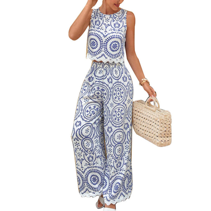 Damen Zweiteiliges Set mit floralem Muster und weitem Schnitt Drune
