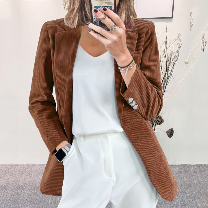 Damen Eleganter Strukturierter Blazer mit Details an den Ärmeln Drune