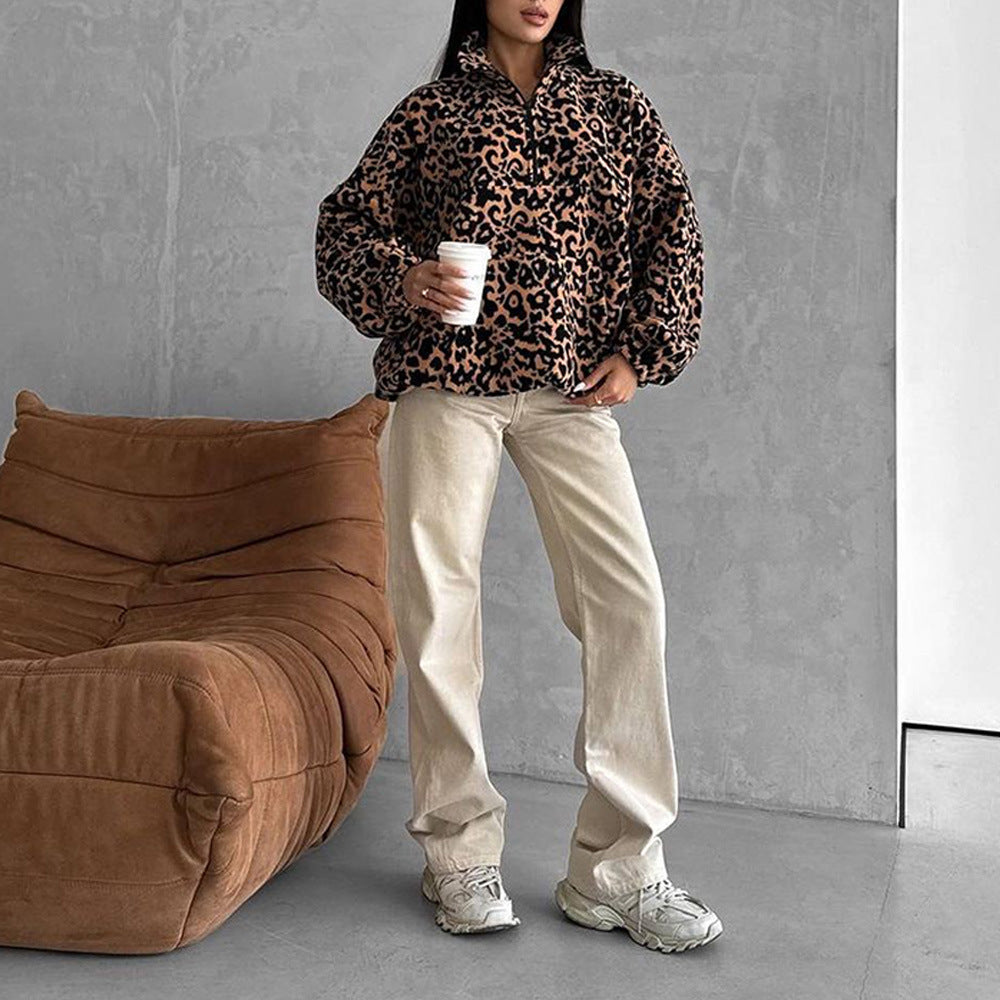 Damen Oversize-Pullover im Leopardenmuster Drune