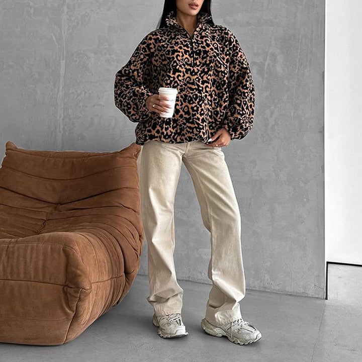 Damen Oversize-Pullover im Leopardenmuster Drune