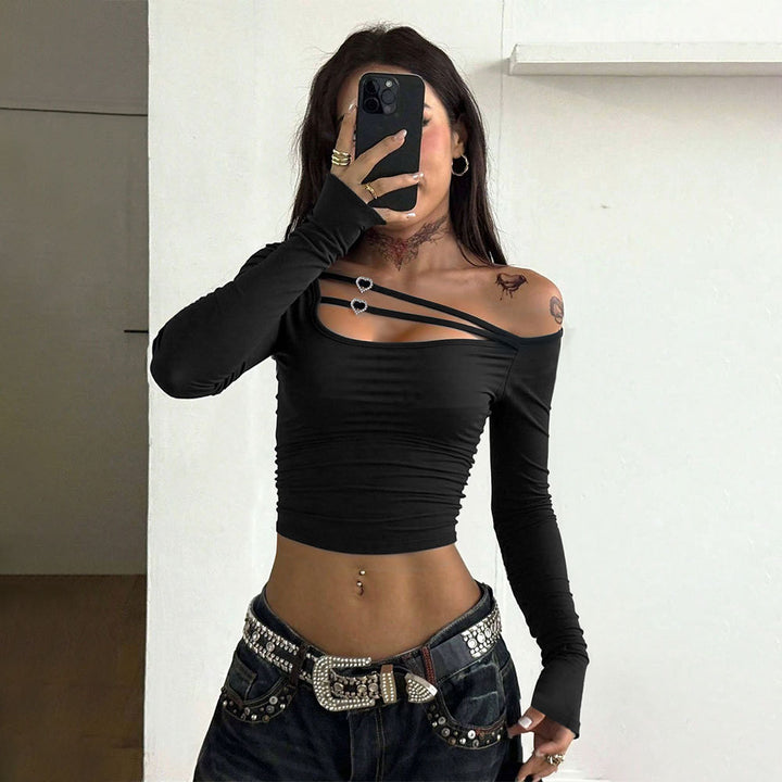 Damen elegantes asymmetrisches Top mit raffinierten Trägerdetails Drune