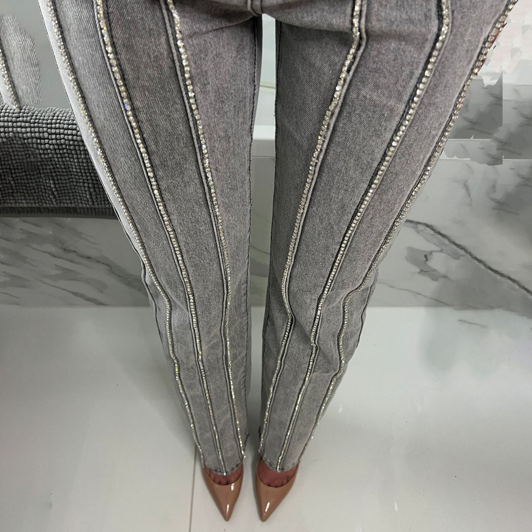 Damen Glamouröse Jeans mit funkelnden Applikationen Drune