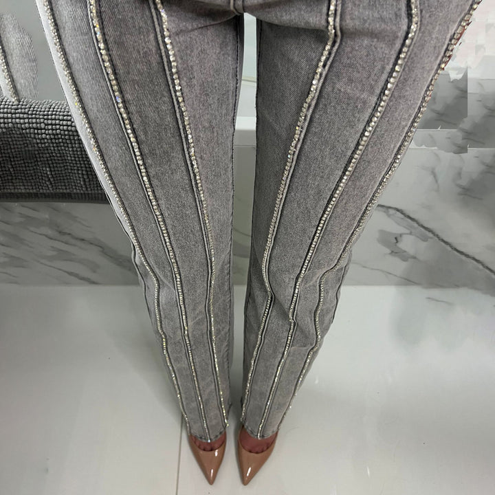 Damen Glamouröse Jeans mit funkelnden Applikationen Drune