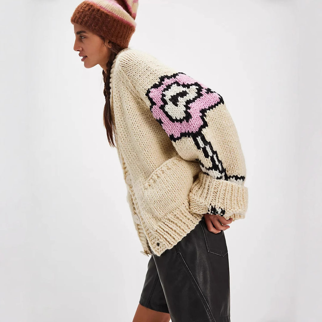 Damen Gemusterte Strickjacke mit oversized Passform Drune