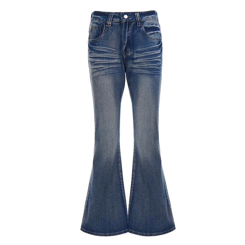 Damen Flared Jeans im lässigen Vintage-Stil mit hohem Bund und stylischen Waschungen Drune