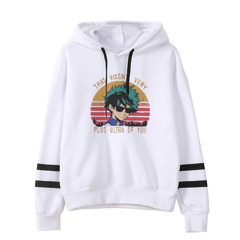 Damen Kapuzenpullover mit grafischem Druck und farbigen Streifen Drune