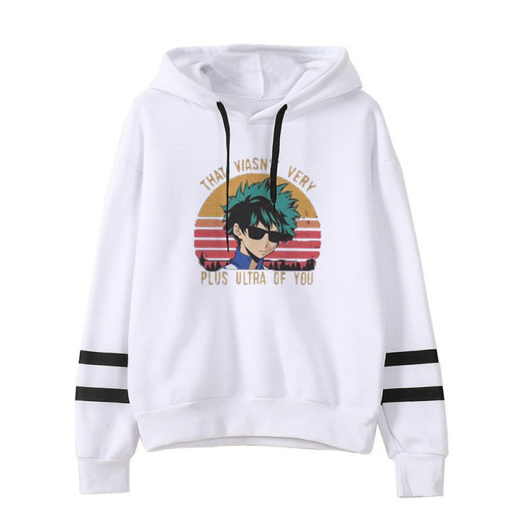 Damen Kapuzenpullover mit grafischem Druck und farbigen Streifen Drune