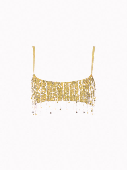 Damen Glitzerndes Crop-Top und Minirock-Set mit Fransen Drune