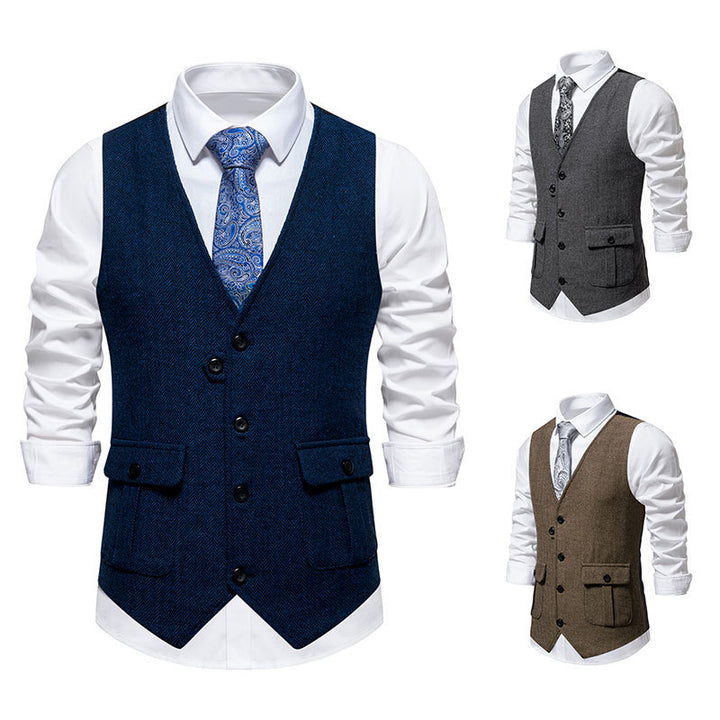 Herren elegante Weste im strukturierten Hahnentrittdesign Drune