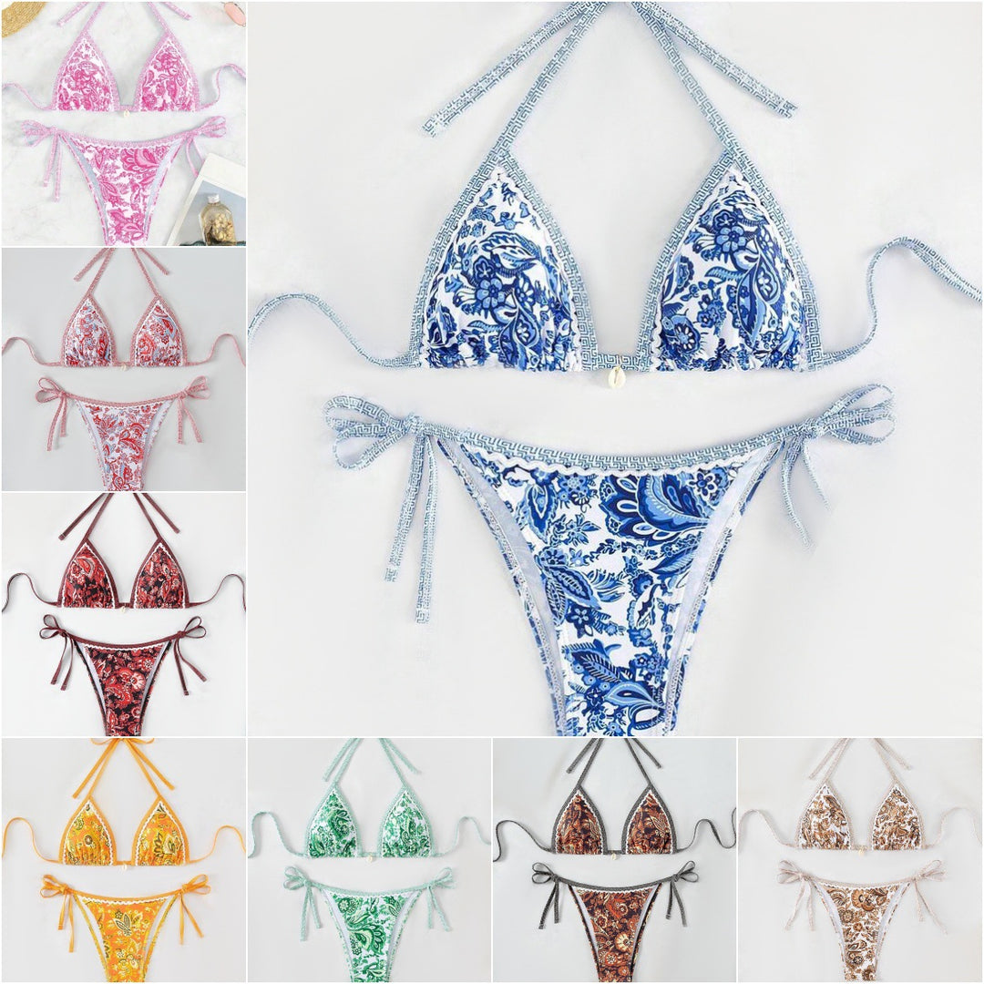 Damen Triangel-Bikini mit aufwendigem Floral-Design Drune