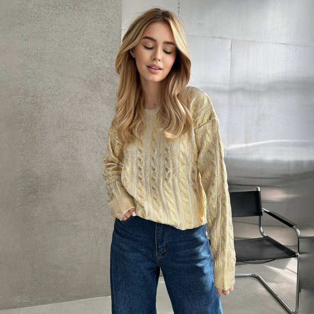 Damen Grobstrickpullover mit detailliertem Zopfmuster und oversized Schnitt Drune
