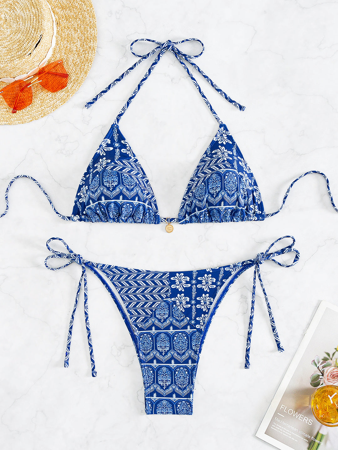 Damen Triangel-Bikini mit modischem Bindeband und strapazierfähigem Stoff Drune